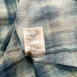 Maeve Blue Plaid babydoll Blouse see size medium thumbnail 4