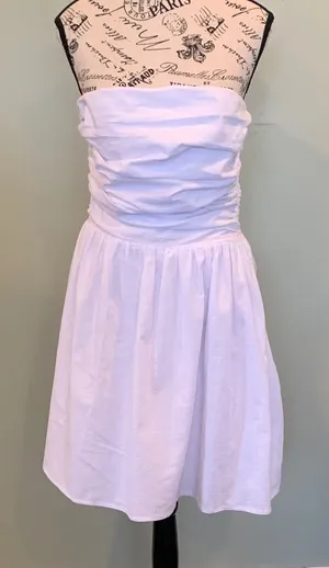 NEW Rhythm. Women’s Large White Strapless Cotton Linen Blend Mini Dress thumbnail 1