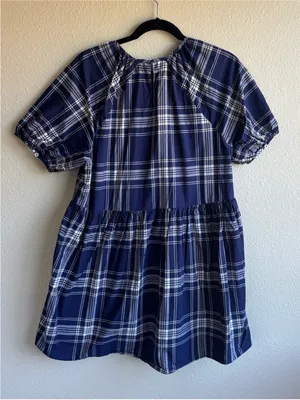 Hill House Plaid Short Sleeve Babydoll Dress thumbnail 3