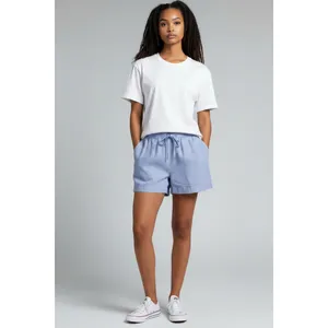 Gap Womens Pull On Shorts Size L Blue Linen Blend 4" Inseam Beach Summer Coastal thumbnail 4