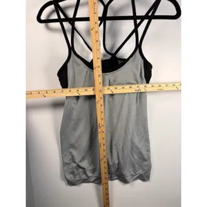 Athleta Womens(2)Bundle Strappy Back Tank Top Built-In Bra Black Gray Size‎ L thumbnail 7