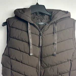 Lauren Ralph Lauren Chocolate Brown Quilted Hooded Puffer Vest Women's Large thumbnail 3