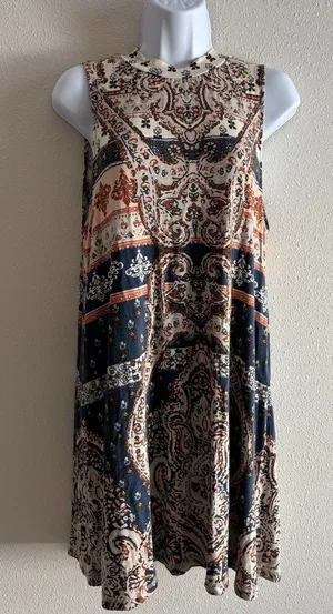 O'Neill‎ Women's Paisley Print Mock Neck Bohemian Dress Size M EUC thumbnail 1
