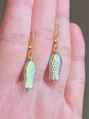Handmade quality Czech glass beads fish unique dangle earrings⭐️🐟💕 thumbnail 4