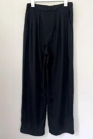 Terea NEW Black Pleated Trousers Dress Pants ~ 100% Lyocell ~ NWT Size L thumbnail 1