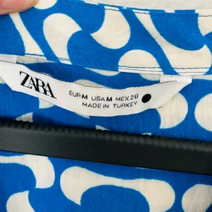 Zara Paula Blue/White Geometric Long Sleeve Mini Swing Dress Size Medium thumbnail 8