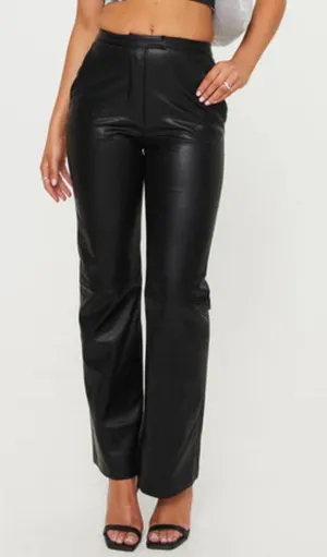 Princess Polly Zyaire Mid Rise Faux Leather Pants Black Size 4‎ thumbnail 1