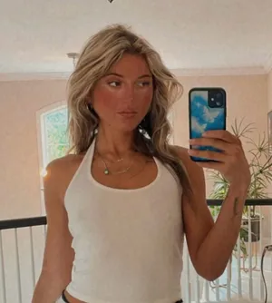 Amazon Super Cute Worn Basic and Simple White Lightweight Halter Crop Top thumbnail 1