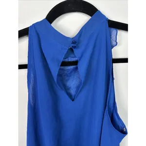 Vintage Mossimo Medium Top Blue Ruffles Y2K‎ Womens Sleeveless Tank Halter Neck thumbnail 13