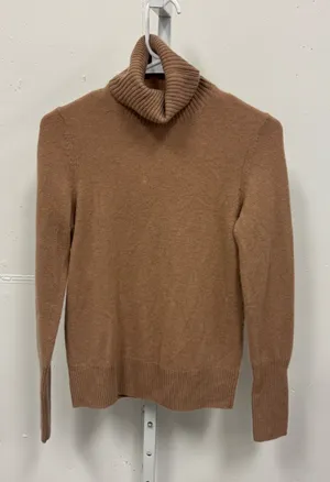 Aqua Cashmere Camel Tan 100% Cashmere Turtleneck Sweater XS Knit Monochrome thumbnail 1