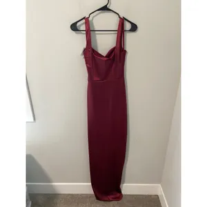 New Windsor Maroon Red, High Slit Dress thumbnail 2