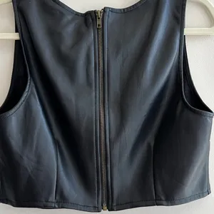 Kirious Faux Vegan Leather Cropped Tank Top, Black Tank, Women’s Size Large thumbnail 12