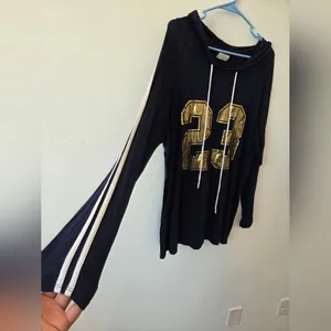 Free Kisses 23 Plus Size 1X Navy Hooded Sweatshirt Lightweight Sporty Casual thumbnail 7