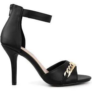 Juicy Couture Maia Black Heels – Chain Link Open Toe Sandals, Size 9.5 thumbnail 1