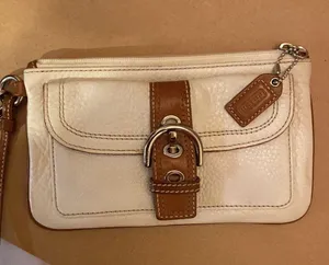 Coach Leather Cream & Brown Wristlet thumbnail 6