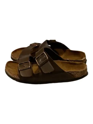 Birkenstock Arizona Mocha Brown Two-Strap Slide Sandals Cork Footbed thumbnail 3