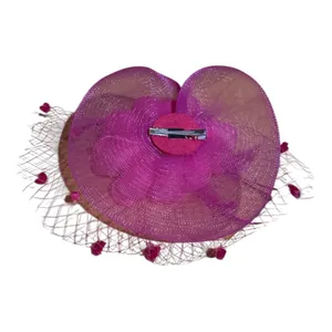 Elegant Fushia Pink Feather & Mesh Fascinator Hat with Hair Clip thumbnail 3