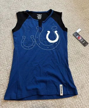 Reebok Indianapolis Colts Top Large‎ Blue Sleeveless Split Neck NFL Fan Gear thumbnail 1
