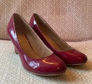 Red Leather Heels Size 8 thumbnail 1