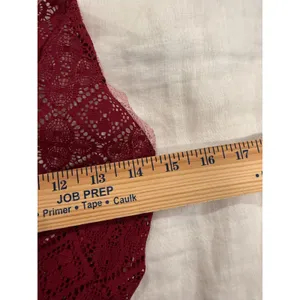 Free People Intimately Bodysuit Womens Small Red Stretch Cream Lace Be My Bae thumbnail 7