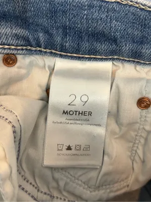 Mother denim the insider cropped a side of beans blue straight leg jeans sz 27 thumbnail 12