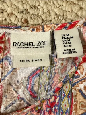 Rachel Zoe 100% Linen Trapeze Dress Medium Boho Resort Sleeveless‎ thumbnail 3