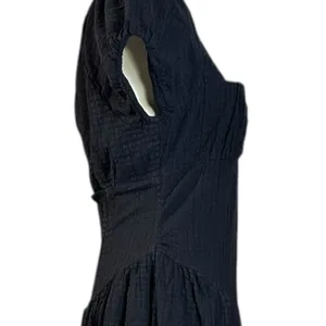 Free People Ciara Pucker Check Midi Dress in Black Size Small Minimalist thumbnail 7