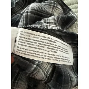 Abercrombie & Fitch Black White Plaid Peplum Button Front Top M thumbnail 6