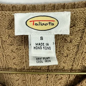 Talbots Cableknit Sweater Womens Small Brown Fisherman Quiet Luxury Old‎ Money thumbnail 2
