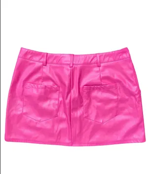 💕 NWOT Better Be Size Medium Hot Pink CZ Cubic Zirconia Crystal Embellished Vegan Leather Mini Skirt 💕 thumbnail 4