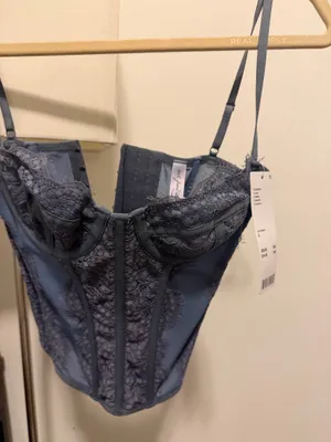 Urban outfitters out from under blue floral lace corset top small NWT thumbnail 2