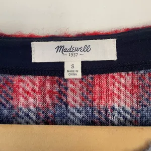 Madewell Wool Blend Red Plaid Fuzzy Pullover Long Sleeve Top ~ Women’s Size S thumbnail 4