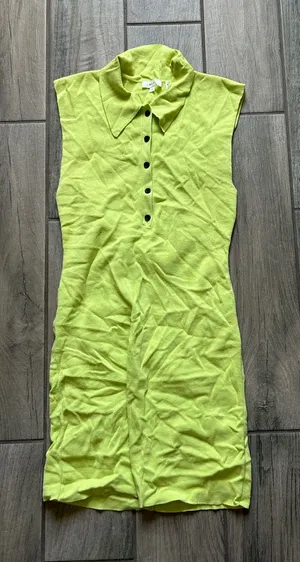 A.L.C. Sleeveless Polo Knit Dress in Lime thumbnail 1