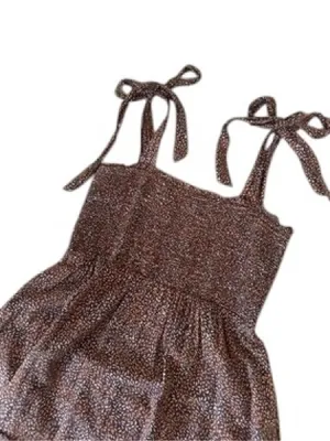 Aerie Boho Smocked Brown Ditsy Floral Tie-Strap Mini Dress M thumbnail 9