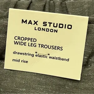 NWT Max Studio Women's Cropped Wide Leg Trousers XS Pull-on linen blend olive thumbnail 6