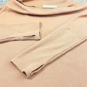 We The Free‎ Fuji Thermal Top Blouse Women LG Tan Waffle Knit Off Shoulder Boho thumbnail 11