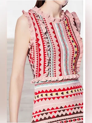 Allison New York Jacquard Knit Fit & Flare Dress Size XS Sparkle Ruffles Pink thumbnail 2