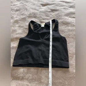 BOZZOLO Black Ribbed Crop Tank Top Sports Bra Activewear Gym Casual Sz S/M EUC thumbnail 5