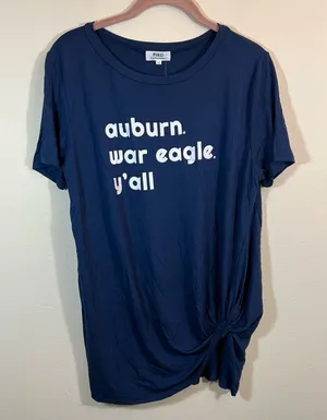 Piko Women’s Blue Auburn War Eagle‎ Y’all Gathered Tunic Top Medium NWT thumbnail 1