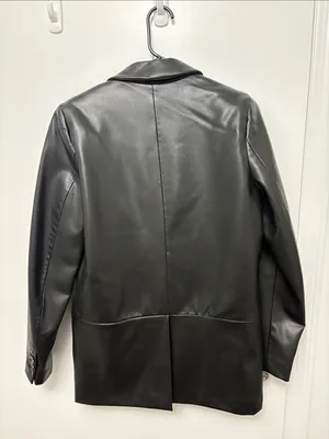 Zara oversized vegan leather blazer size small thumbnail 3