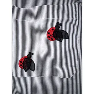 Las Olas Vintage Pinstripe Ladybug Embroidered Short Sleeve Button Down Shirt Lg thumbnail 7