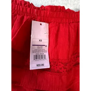 Wild Fable Red Ruffle Mini Skirt Lace Trim‎ Tiered Boho XS NWT thumbnail 3