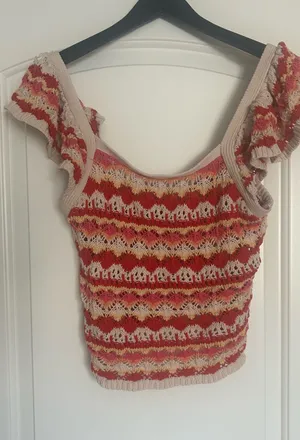 Blu Pepper Multicolor Striped Lace-Knit Scoop Tank - Red, Cream & Yellow Accents thumbnail 1