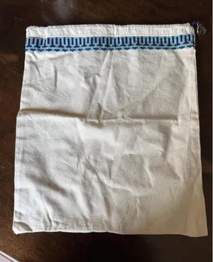 Tory Burch Cream Cotton Drawstring Dust Bag with Logo Trim thumbnail 1