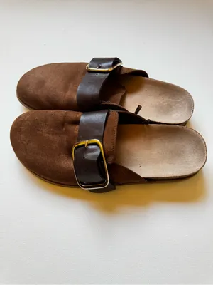 Old Navy Brown Suede Buckle Slide Loafers thumbnail 2