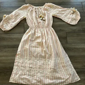 Rare Loveshackfancy Pink Isla Midi Embroidered Boho Dress thumbnail 2