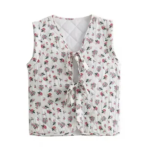 Floral Sleeveless Vest - White and Pink thumbnail 1