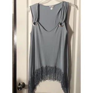 Venus Women’s Blue Sleeveless Top With Fringe Hem Size m thumbnail 3