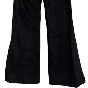 ZARA Mid Rise Wide Flare Leg Full Length Boot Cut Jean 100% Cotton 4 Black #4117 thumbnail 6
