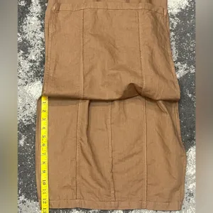 Zara brown linen-blend midi dress with matching belt and Slit Size XS thumbnail 4
